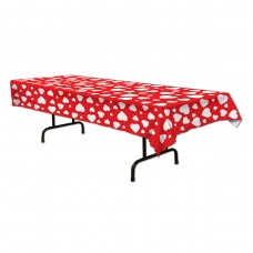 Party Central Club Pack of 12 Red and White Heart Table Cover Valentines Day Decorations 54' x 108'