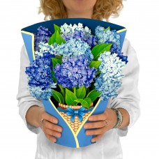 freshcut paper pop up cards, nantucket hydrangeas, 12 inch life sized forever flower bouquet 3d popup greeting cards with bla