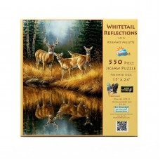 sunsout inc - whitetail reflections - 550 pc jigsaw puzzle by artist: rosemary millette - finished size 15' x 24' - mpn# 3092