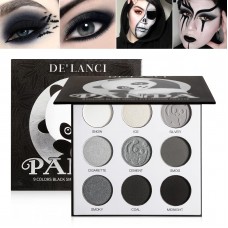 ecofavor Black Smoky Eye shadow Palette, DE?LANCI PANDA 9 Colors True Black Dark Grey Smokey Goth Makeup Pallet, 9 Soft Matte Shimmer Hig