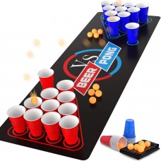 thinkstar Beer Pong Table Mat, Drinking Games For Adults Party, Adult Games, 8Pcs Beer Pong Balls, 30Pcs Beer Pong Cups, Drunk Games, B…