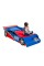 KidKraft Wooden Racecar Toddler Bed with Built-in Bench & Bed Rails - Red & Blue