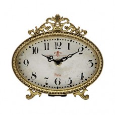 NIKKY HOME Pewter Vintage Table Clock 6.5' x 6',Antique Gold