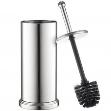 Home it Toilet Brush Set Chrome Toilet Brush for Tall Toilet Bowl and Toilet Brush Holder with Lid Great Toilet Bowl Cleaner Homeit