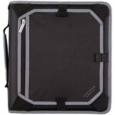 five star 2 inch zipper binder, 3 ring binder, expansion panel, durable, black/gray (29052it8)