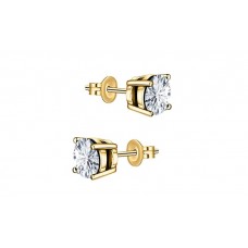 Bonjour Jewelers 14k Yellow Gold Plated 925 Silver 6 MM Round Moissanite Stud Earrings