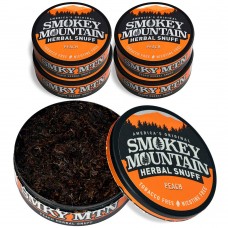 Smokey Mountain Herbal Long cut - Peach - 5 can Box - Tobacco Free and Nicotine Free Snuff