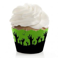 big dot of happiness zombie zone - halloween or birthday zombie crawl party decorations - party cupcake wrappers - set of 12