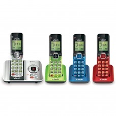 vtech cs6529-4b 4-handset dect 6.0 cordless phone with answering system and caller id, expandable up to 5 handsets, wall-moun