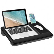 LapGear Home Office Pro Lap Desk with Wrist Rest, Mouse Pad, and Phone Holder - Black Carbon - Fits Up To 15.6 Inch Laptops - st