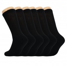 AWS/American Made Black Diabetic Crew Socks for Men with Non-Binding Top and Full Cushioned Sole 6 Pairs