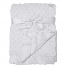 American Baby Company Heavenly Soft Chenille Receiving Blanket 2Layer Design with Minky Dot Silky Satin White 30 x 40 fo