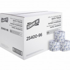 Genuine Joe 2-ply Standard Bath Tissue Rolls - 2 Ply - 3' x 4' - 400 Sheets/Roll - White - Perforated, Absorbent, Soft, Embossed