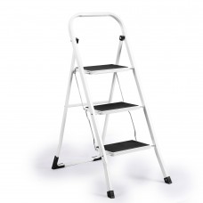 Delxo Step Ladder 2 Step Stool with Handle Heavy Duty Steel Sturdy Wide Pedal Step Stools Ladder Folding Lightweight Anti-Slip P