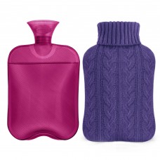 samply Hot Water Bottle with Knitted Cover, 2L Hot Water Bag for Hot and Cold Compress, Hand Feet Warmer, Ideal for Menstrual Cr