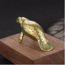 thinkstar Brass Manatee Figurine Statue Home Office Table Decoration Animal Figurines Toy