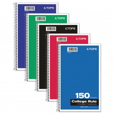 TOPS TOP65362 ™ Coil Lock Wirebound Notebooks, College/Medium, 9 1/2 x 6, White, 150 Sheets