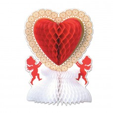 Beistle Pack of 12 Red and White Tissue Heart Valentine Centerpieces 11'