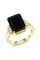 Gem Stone King 6.90 Ct Emerald Cut Black Onyx 18K Yellow Gold Plated Silver Ring