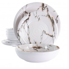 Elama 12pc. Fine Sculpture Dinnerware Set - White