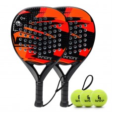 WLSRW Padel Racket Carbon Fiber Surface with EVA Memory Flex Foam Core Padel Tennis Racquets Lightweight2 Paddles with 3 Ballsred