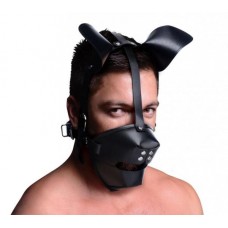 XR LLC Pup Puppy Play Hood and Breathable Ball Gag Black