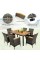 Costway 7PCS Patio Rattan Dining Set Acacia Wood Table Cushioned Chair Mix Gray