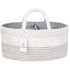 Luxury Little Baby Diaper Caddy Organizer - Rope Nursery Storage Bin for Boys and Girls - Large Tote Bag & Car Organizer with