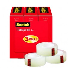 Scotch Brand Scotch Transparent Tape, Standard Width, Engineered for Office and Home Use, 3/4 x 1000 Inches, 3 Rolls (600K3)