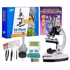 AmScope - M30-ABS-KT2-W-WM 1200X 52-pcs Kids Student Beginner Microscope Kit with Slides, LED Light, Storage Box and Book'The Wo