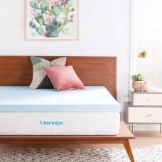 Linenspa Essentials Linenspa 3 Inch Memory Foam Mattress Topper, Gel Infused Queen Mattress Topper, CertiPUR-US Certified