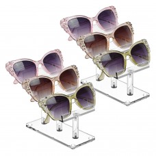 MOOCA 2 Pcs Set, 3 Tier Acrylic Eyewear Display Stand, Sunglasses Rack Holder, Sunglasses Stand, Eyewear Organizer for Eyeglasse