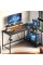 Bestier 58 L Shaped Gaming Desk with LED Lights & Power Outlets,Reversible Home Office Corner Desk with Shelves,Larger PC Workst