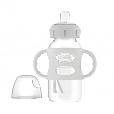 Dr. Brown's Milestones Wide-Neck Sippy Bottle with 100% Silicone Handles,Easy-Grip Bottle with Soft Sippy Spout,9oz/270mL,BPA Fr