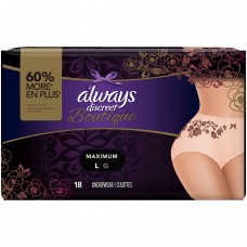 Always Discreet Boutique, Incontinence Underwear for Women, Maximum Protection, Peach, Large, 18 Count