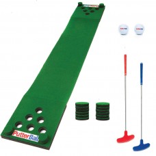 PutterBall Golf Pong Game Set The Original - Includes 2 Putters, 2 Golf Balls, Green Putting Pong Golf Mat & Golf Hole Covers -