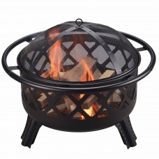 Teamson Home 30' Outdoor Round Wood Burning Fire Pit with Accessories, Black