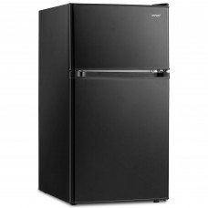 Costway 3.2 Cu.Ft Mini Refrigerator with Freezer Compact Fridge with 2 Reversible Door Black