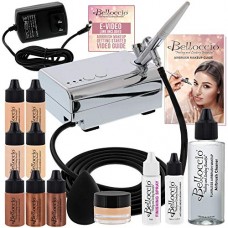 Belloccio Professional Beauty Airbrush Cosmetic Makeup System with 4 Fair Shades of Foundation in 1/4 Ounce Bottles - Kit Includ