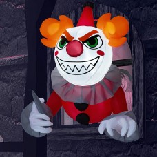 Joiedomi 4.5 FT Halloween Inflatable Killer Clown Broke Out from Window with Built-in LED, Blow up Killer Clown Holding Dagger f