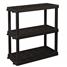 Oskar Large 3-Tier Interlocking Shelving Unit, 18 X 36 X 38', Black