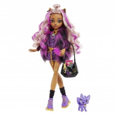 Monster High Doll, Clawdeen Wolf With Accessories And Pet Dog, Posable Fashion Doll With Purple Streaked Hair