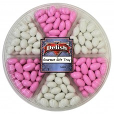 It's Delish Pink & White Jordan Almond Gift Tray Large 6-Section | Girl Themed Gift Idea Weddings Mothers Day Baby Showers Candy Buffets