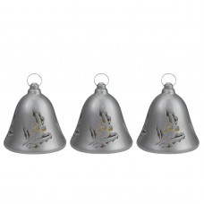 Christmas Central Exclusive 3pc. 6.5' Musical Christmas Decoration Bells - Silver