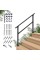 cHR 4 Steps Outdoor Handrails for Outdoor Steps, Black Wrought Iron Hand Rail Stair Railing Kit (3-4 Steps Handrail)