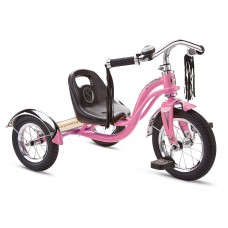 schwinn roadster bike for toddler, kids classic tricycle, low positioned steel trike frame w/ bell & handlebar tassels, rear