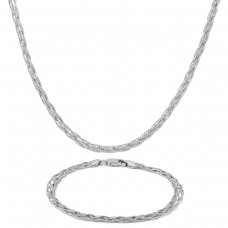 szul.com .925 Sterling Silver Mesh Necklace and Bracelet Set