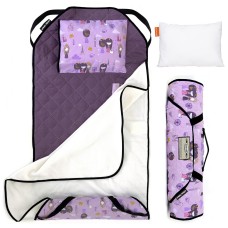 Urban Infant Tot cot Kids Nap Mat - Toddler Preschool Daycare Bedding cover with Blanket and Pillow - Violet