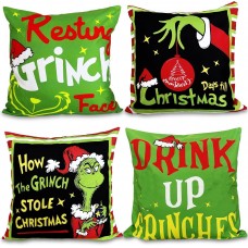 Haiyumaoyi Christmas Pillow Covers for Grinch Christmas Decorations How The Grinch Stole Christmas Pillows Winter Holiday Throw Pillows Chr