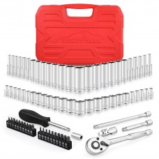 SEKETMAN 76-Piece 1/4' Drive Socket Set,1/4-Inch Drive Master Socket Set with Ratchets,Extensions with 1/4' Drive Bits Set,Unive